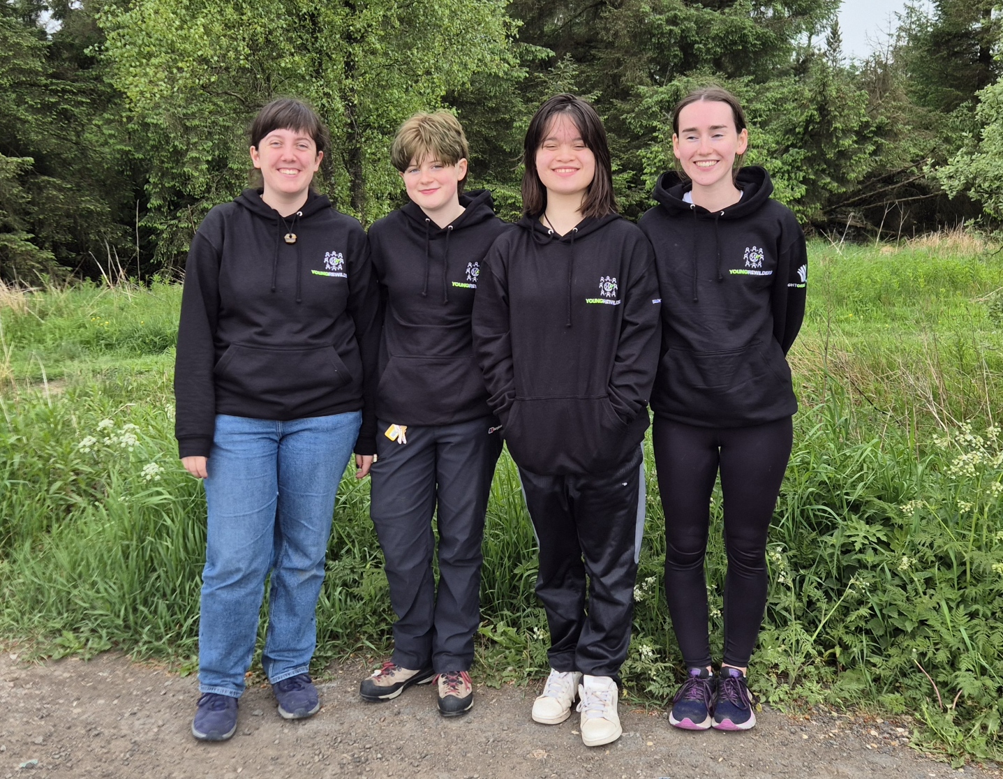 A few of our Young Rewilders at Leadburn Community Woodland